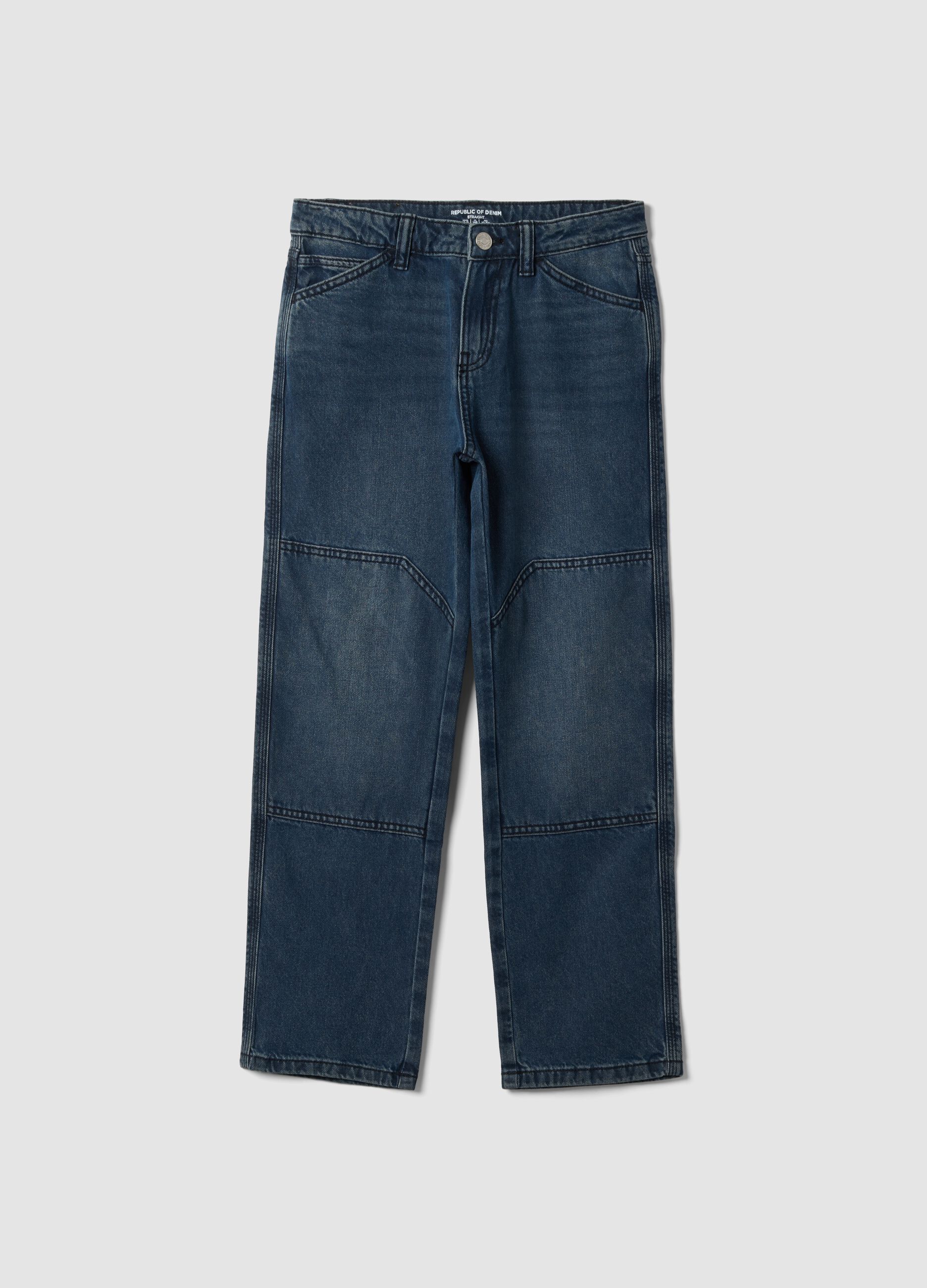 Jeans blu scuro straight fit in puro cotone