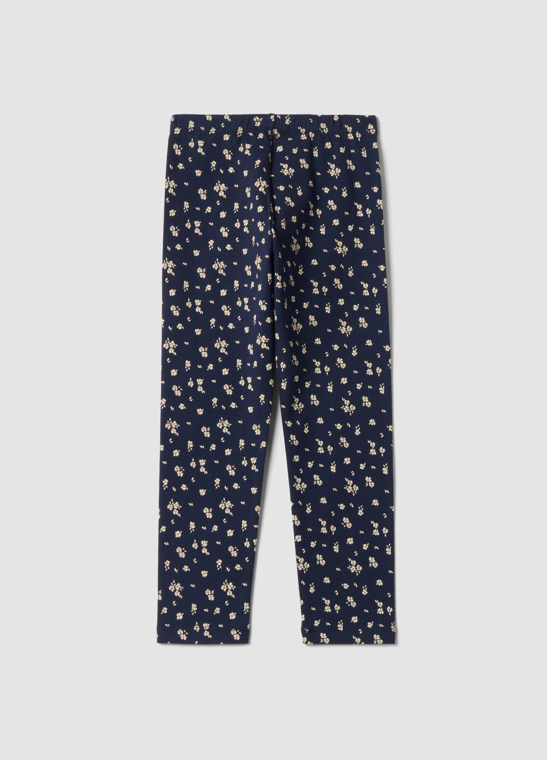 Blue floral stretch organic cotton leggings