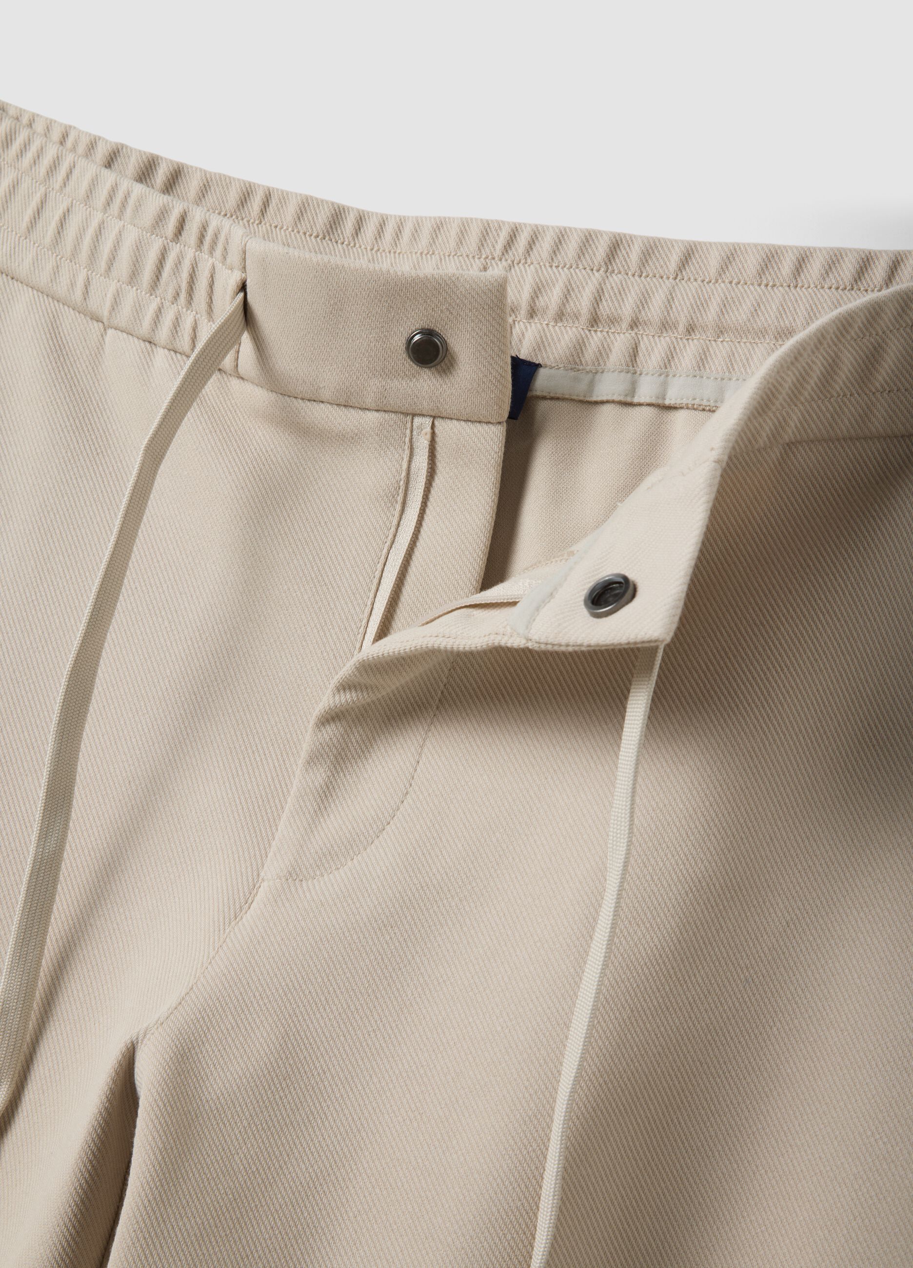 Beige regular-fit stretch cotton trousers
