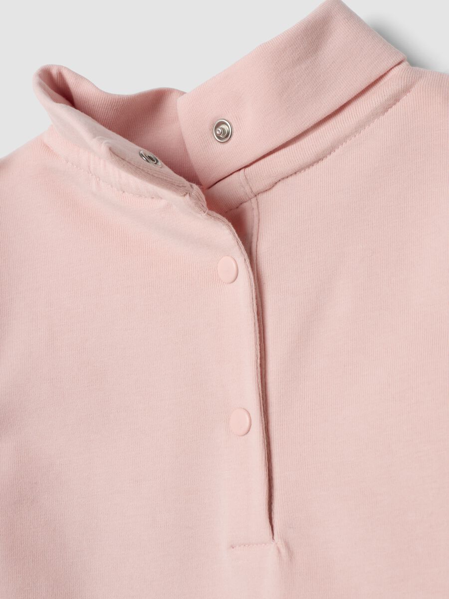 Maglietta rosa in cotone organico elasticizzato con stampa regular fit_3
