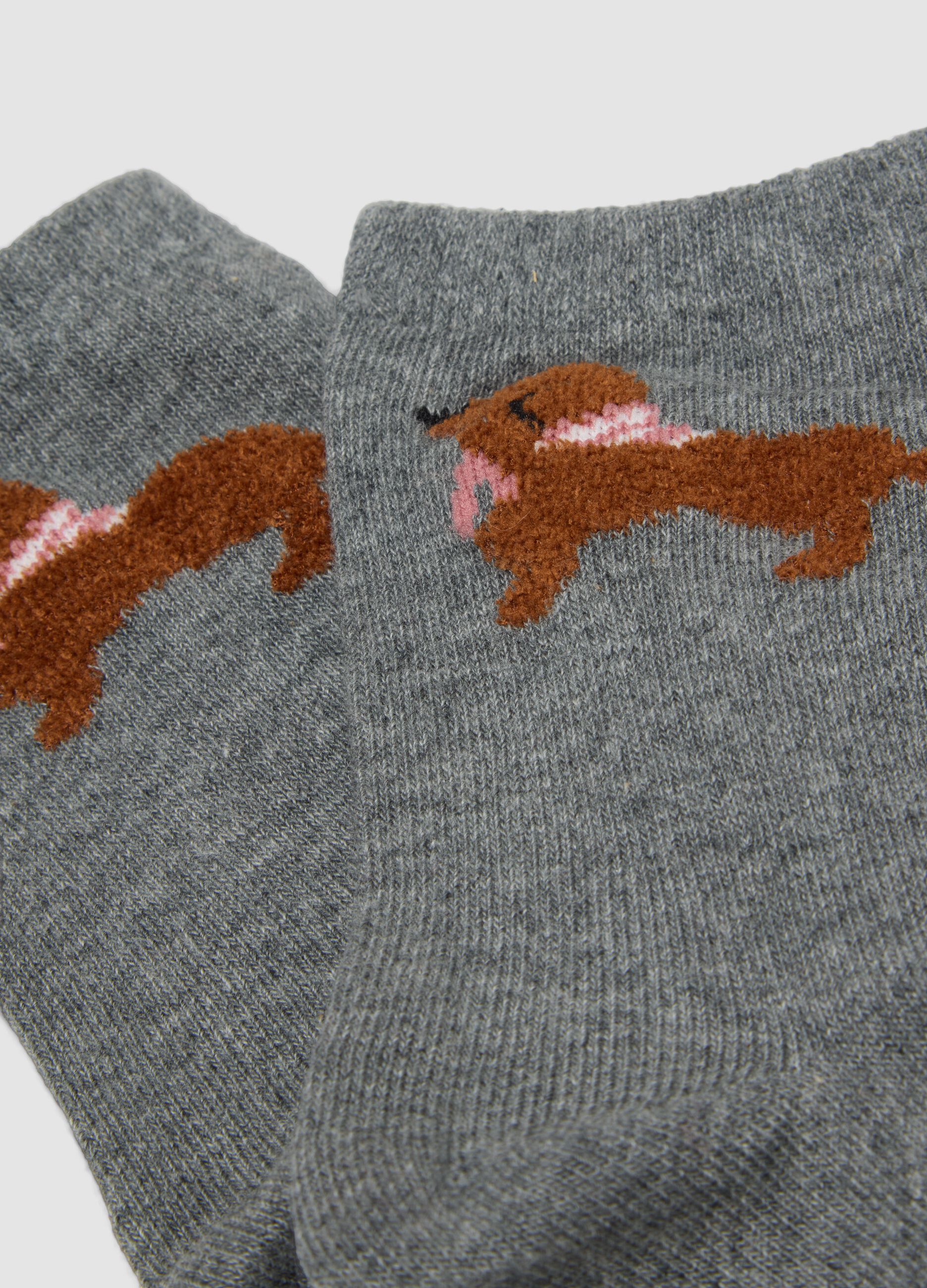2-pack of melange grey, brown and light pink socks in stretch organic cotton