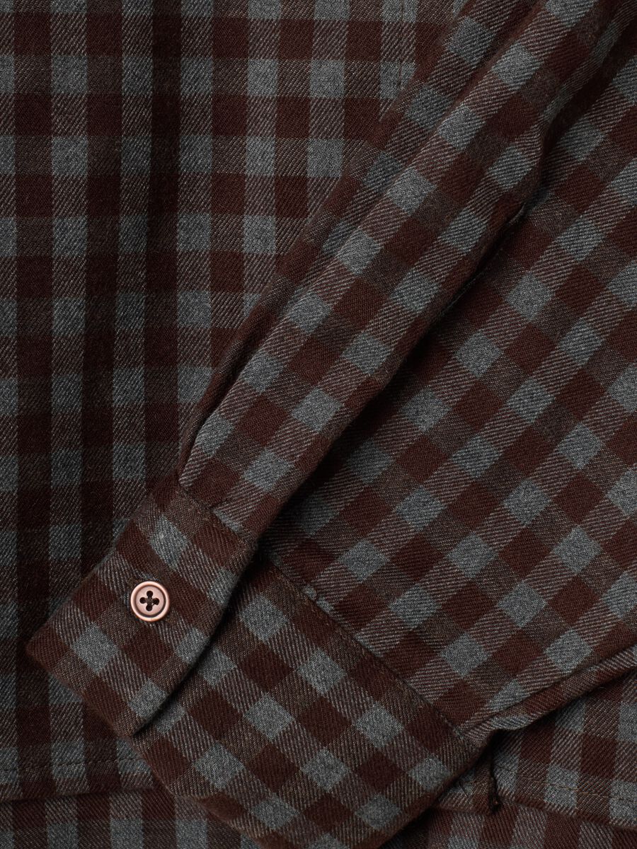 Brown checked regular-fit stretch viscose shirt_1