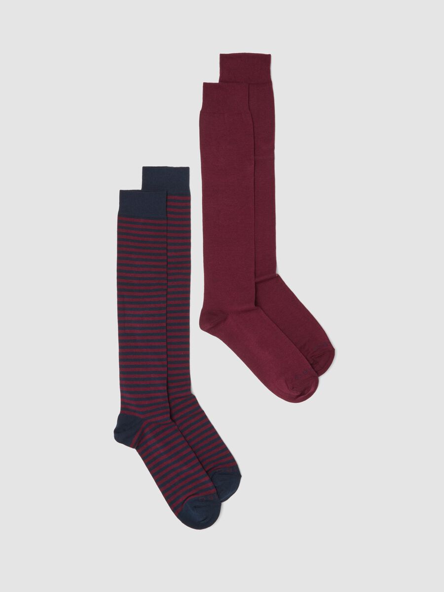 Two-pack of multicolour long socks in stretch cotton_0