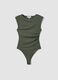 Green stretch jersey bodysuit with ruching, regular fit_4
