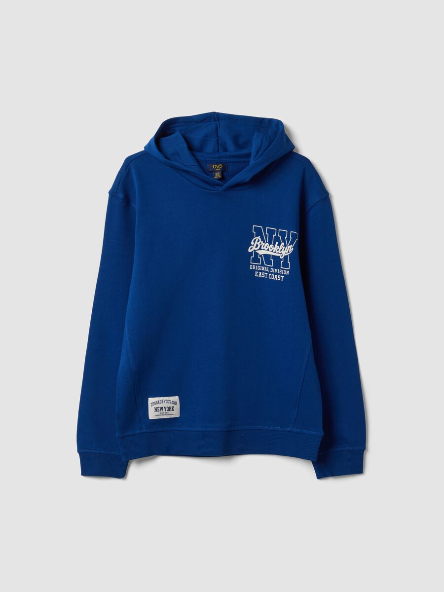 Blue pure cotton hoodie with print for boys_3