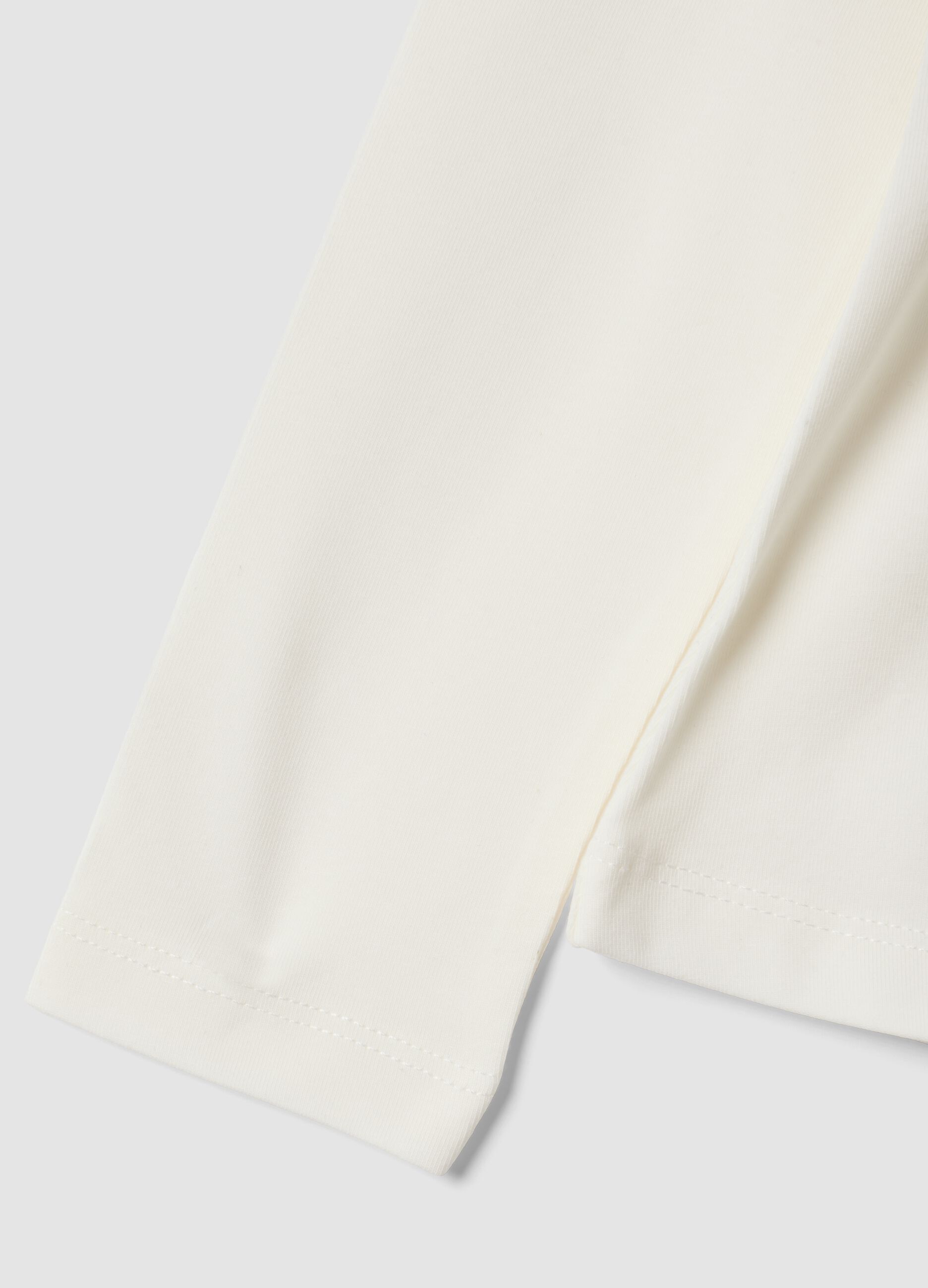 White stretch cotton T-shirt with high neck