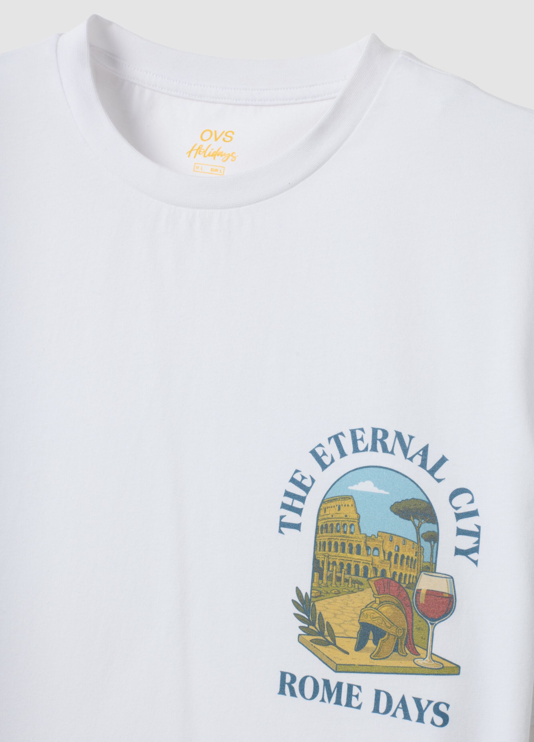 White short-sleeve pure cotton T-shirt, regular fit