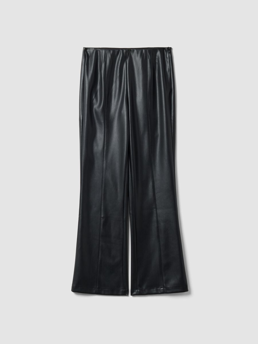 Black flare leggings with regular waist and elasticated band_4