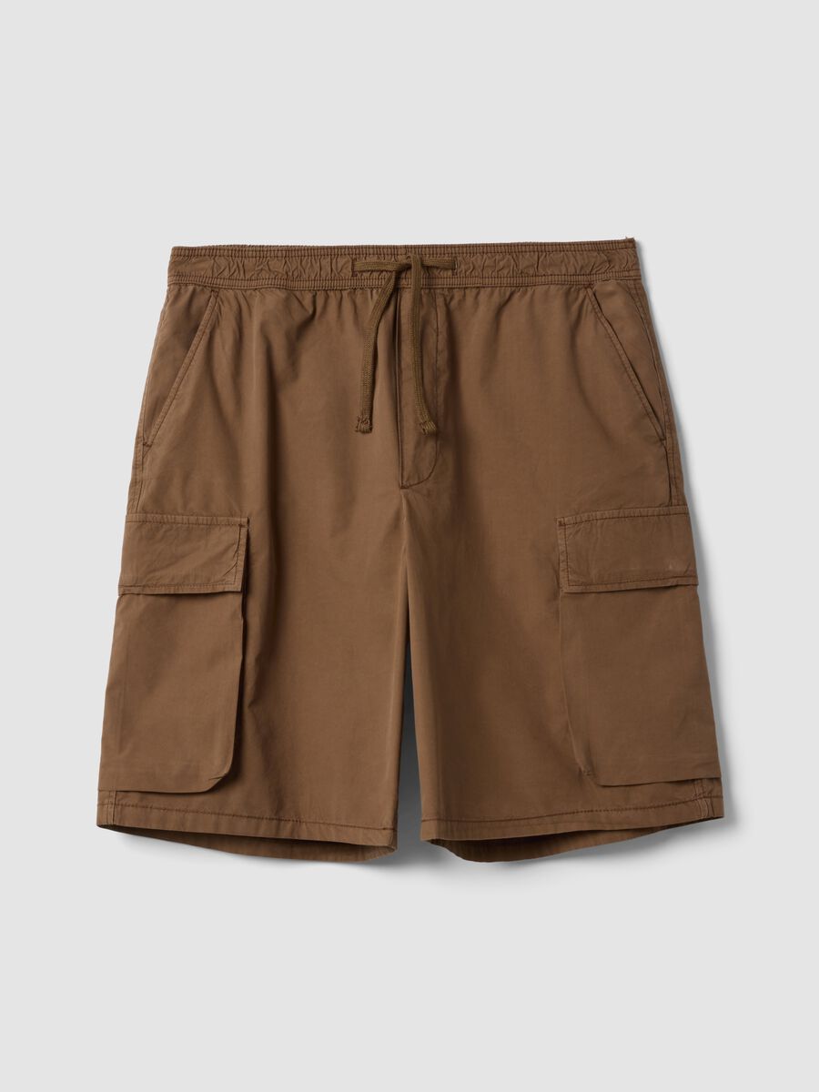 Brown cotton cargo Bermuda shorts with a baggy fit_4
