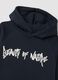 Black cotton-blend hoodie with print, regular fit_2