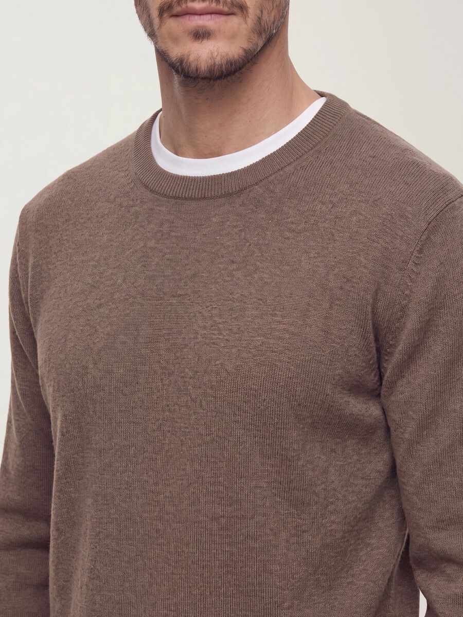 Brown cotton and cashmere blend crew-neck jumper_2