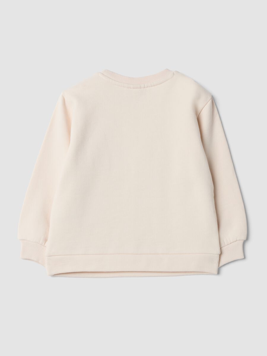 Beige pure cotton printed crew-neck sweatshirt_1