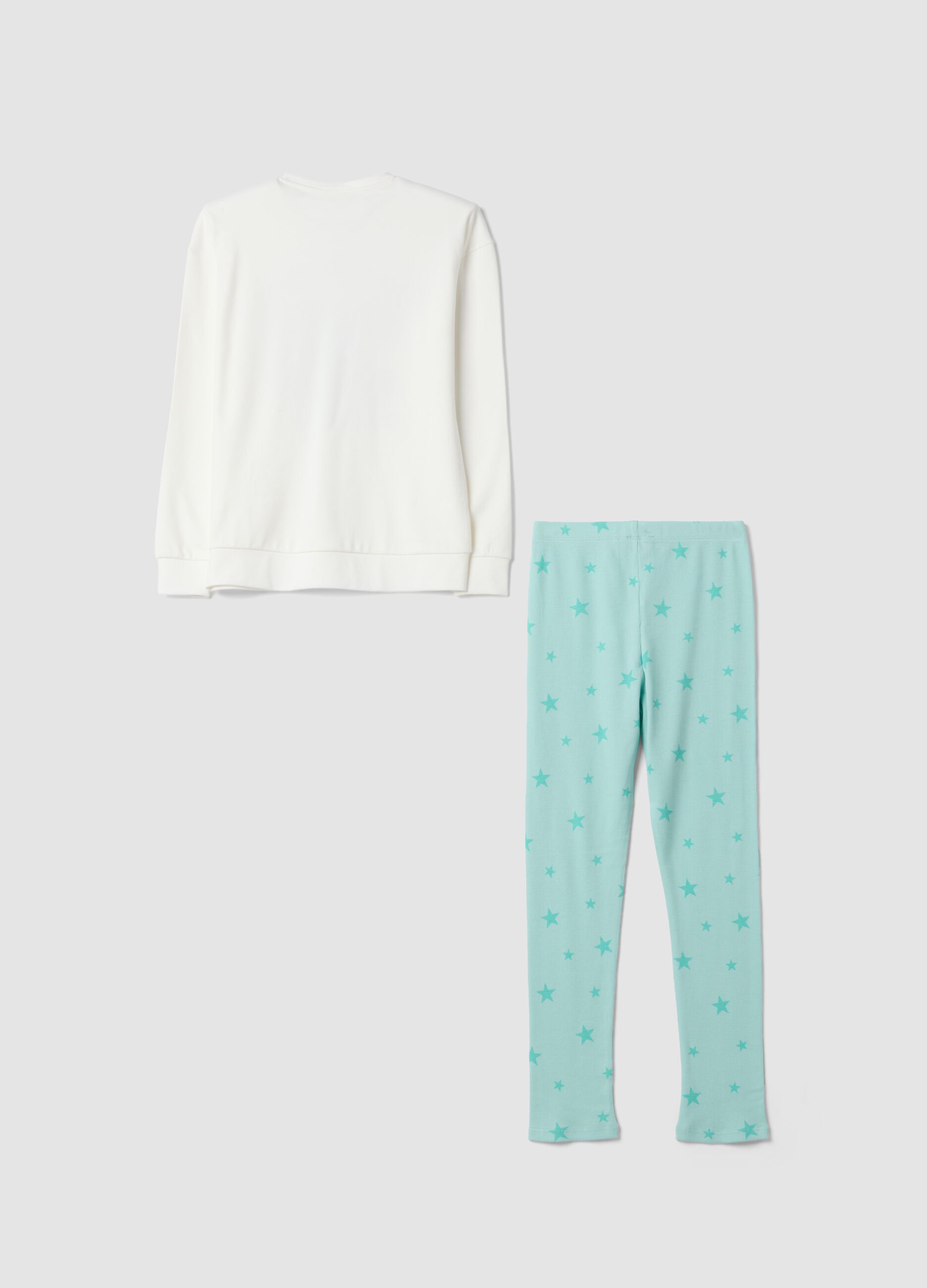 Blue organic cotton crew-neck pyjamas
