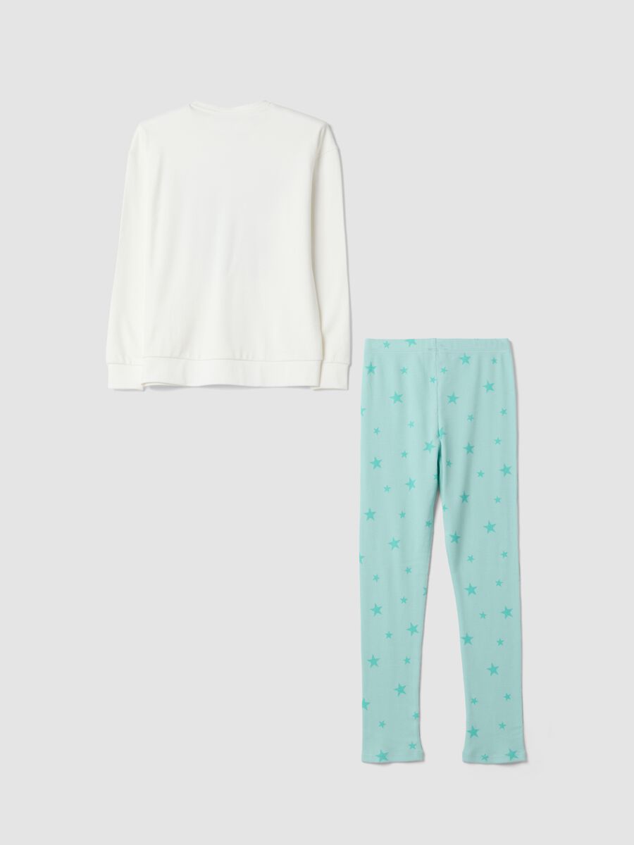 Blue organic cotton crew-neck pyjamas_1