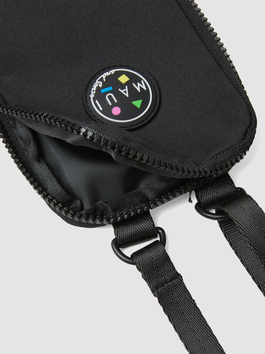 Black phone pouch with zip and adjustable shoulder strap_2