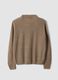 Beige long-sleeved ribbed knit polo shirt_2