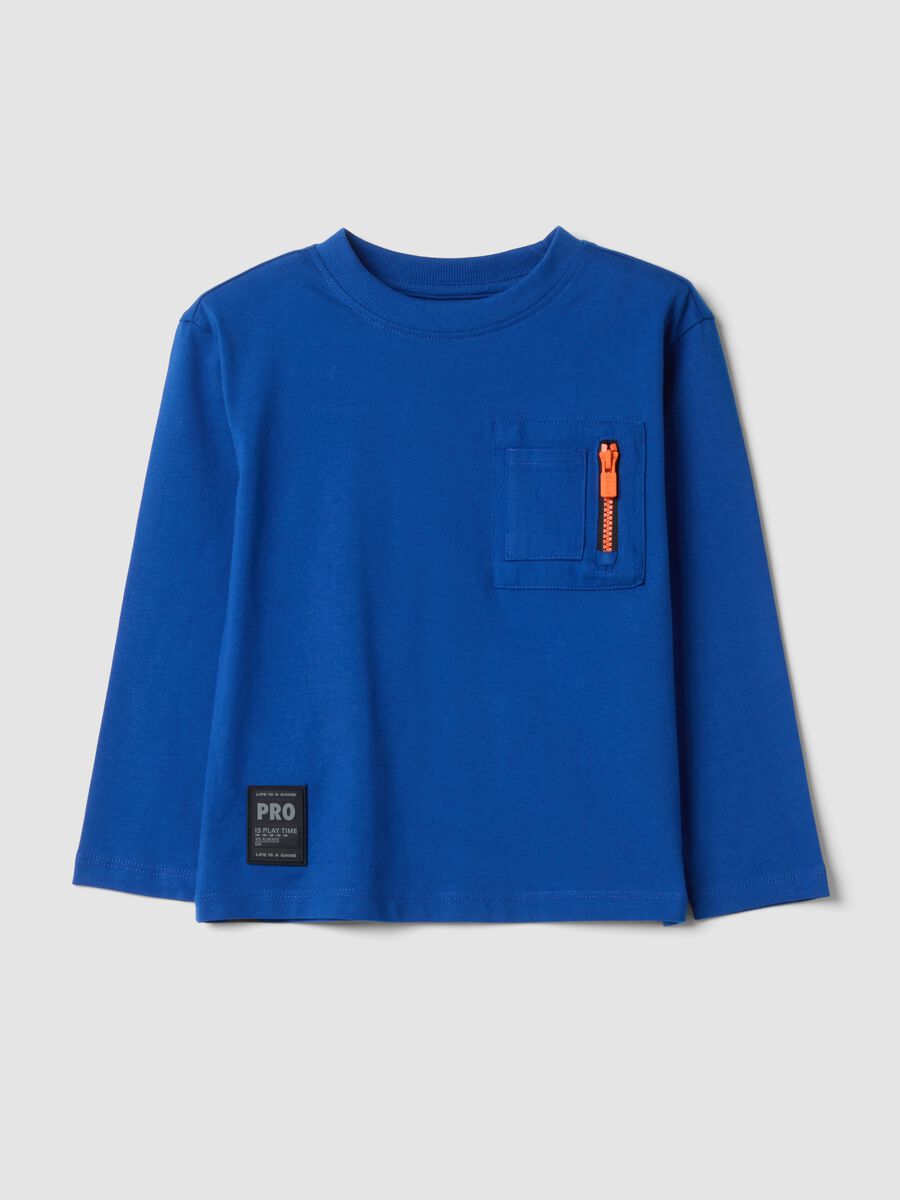 Blue pure cotton crew-neck over-fit T-shirt_0
