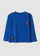 T-shirt blu in puro cotone con girocollo over fit_0