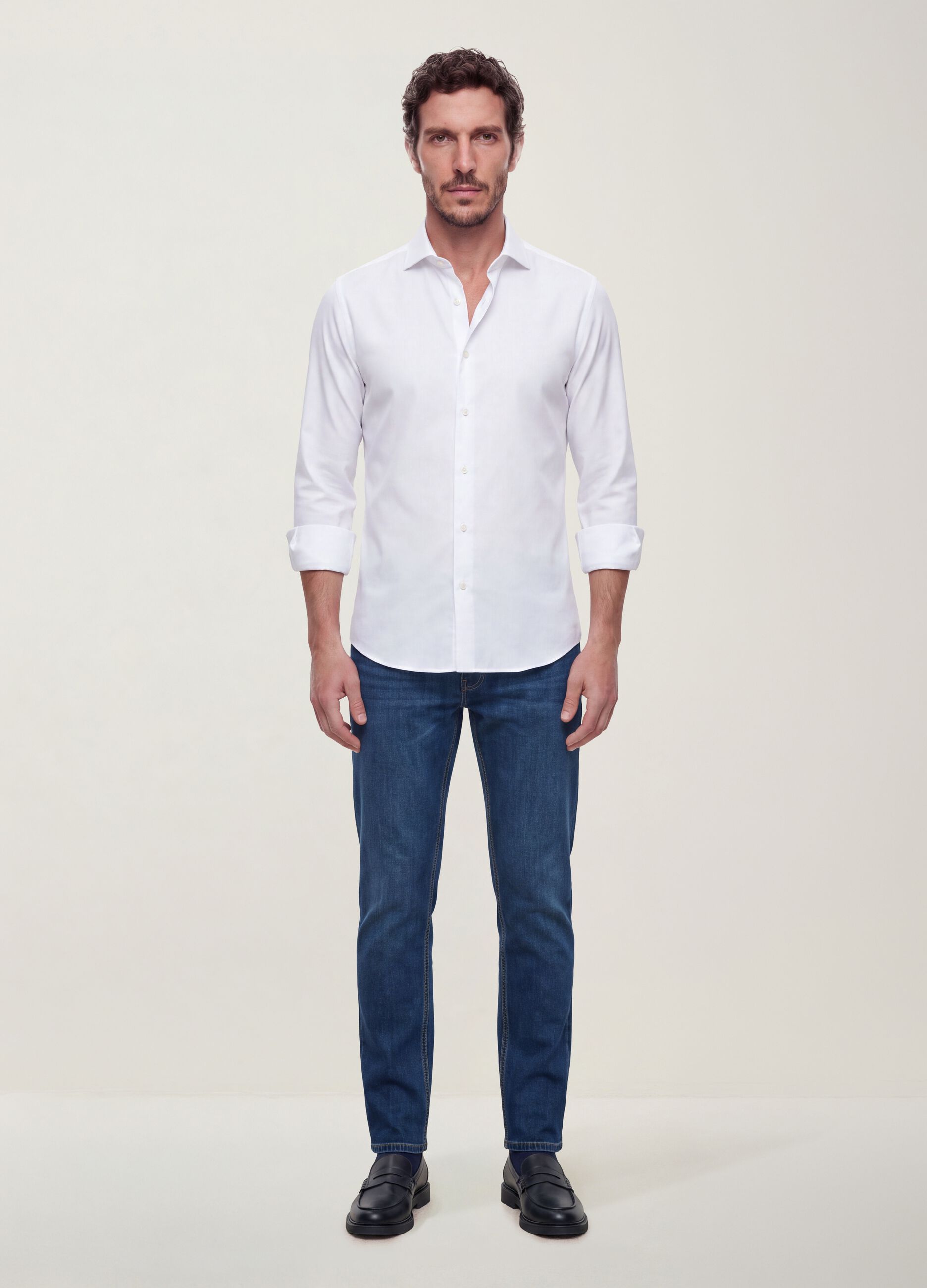Slim fit dark-wash stretch cotton jeans