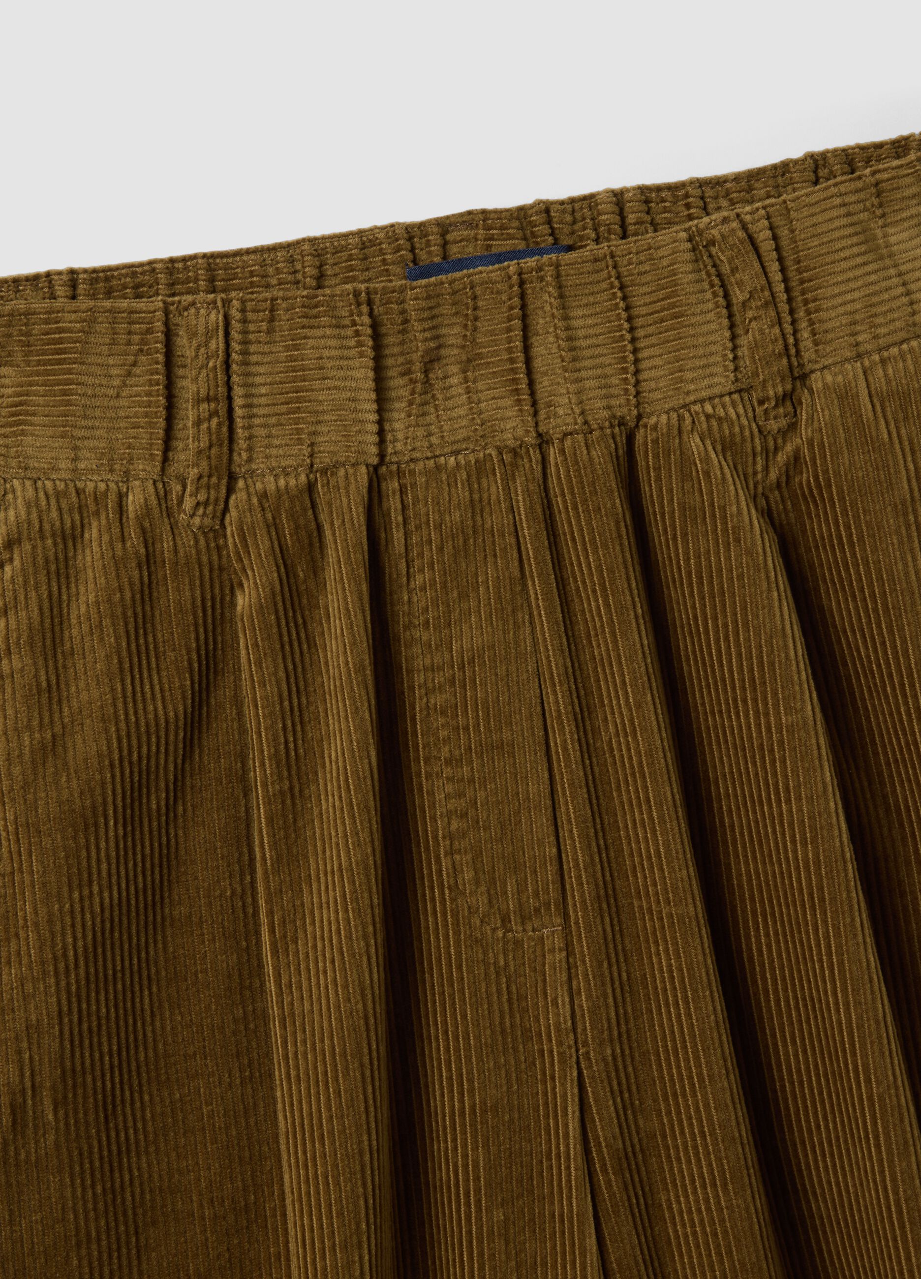 Pantaloni verdi in puro cotone a coste regular fit
