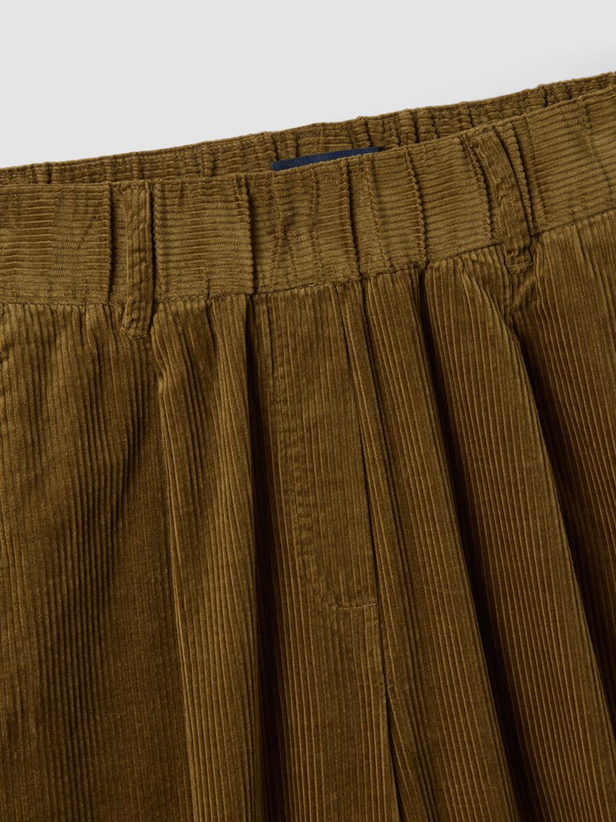 Green pure cotton ribbed trousers, regular fit_1