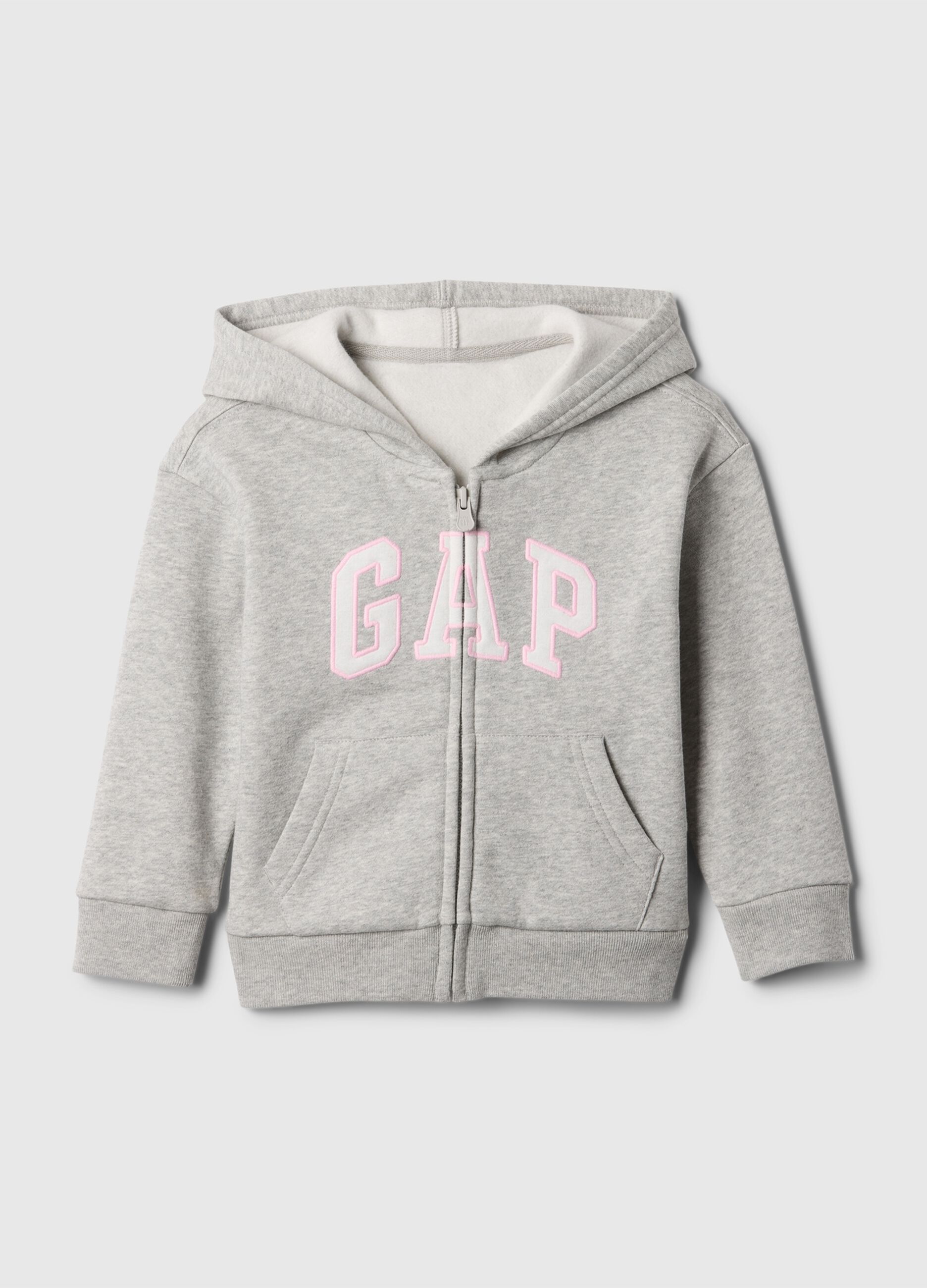 Felpa grigio chiaro con cappuccio in misto cotone con logo GAP