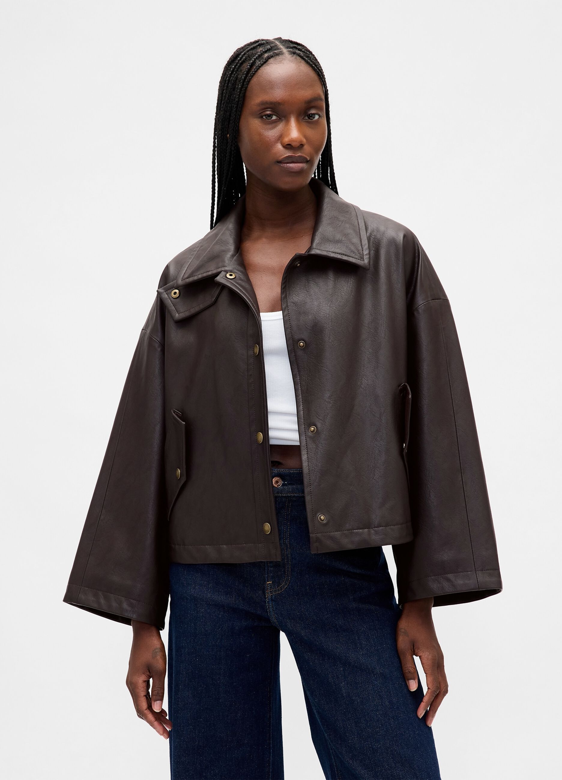 Brown Faux Leather Jacket