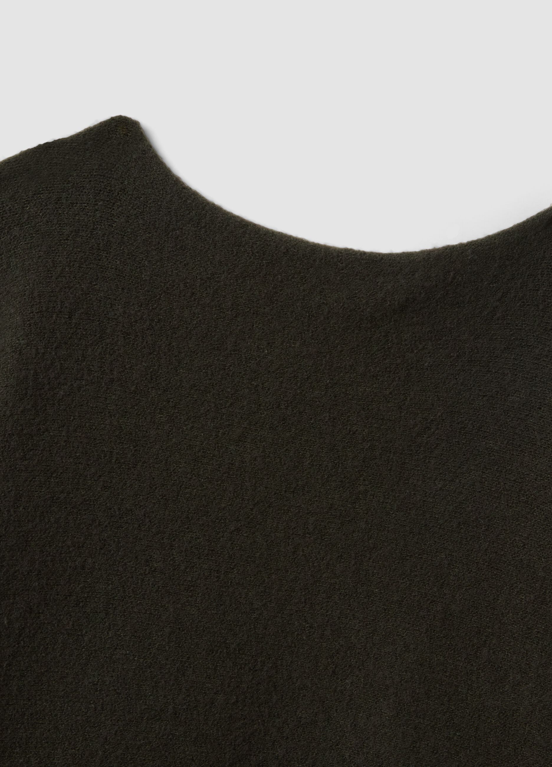 Army green regular-fit top with wide neckline