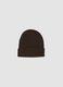 Brown jersey knit beanie with turn-up cuff_0