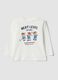 White organic cotton T-shirt with teddy bear print_0