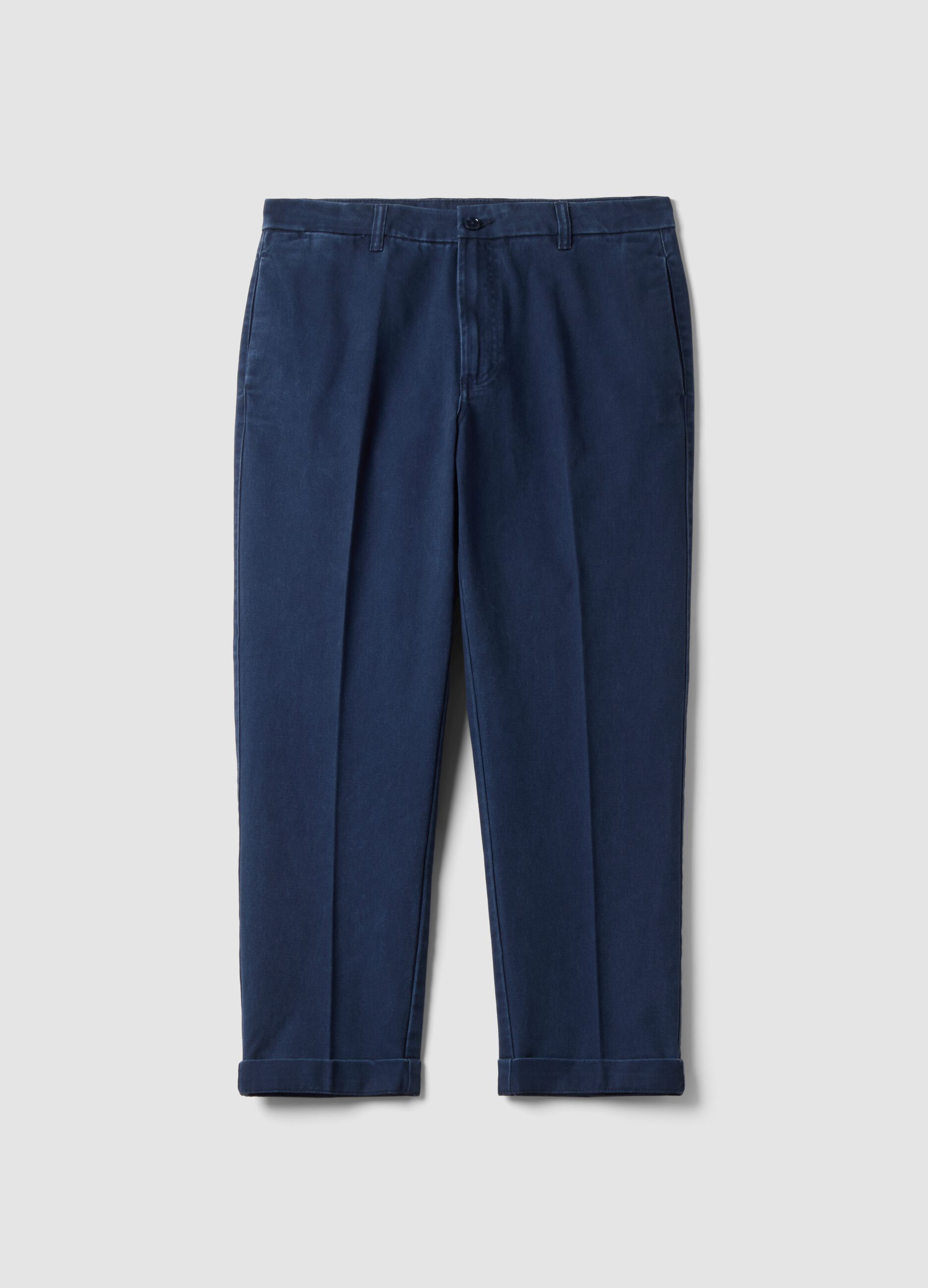 Pantaloni chino blu in puro cotone carrot fit