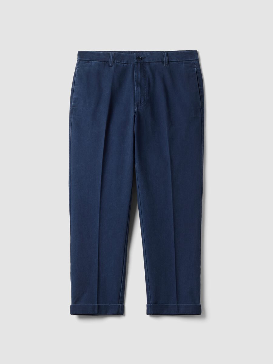 Pantaloni chino blu in puro cotone carrot fit_5