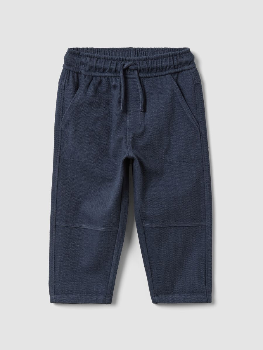 Grey overfit stretch cotton joggers for baby boy_0