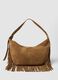 Brown genuine leather fringed bag_0