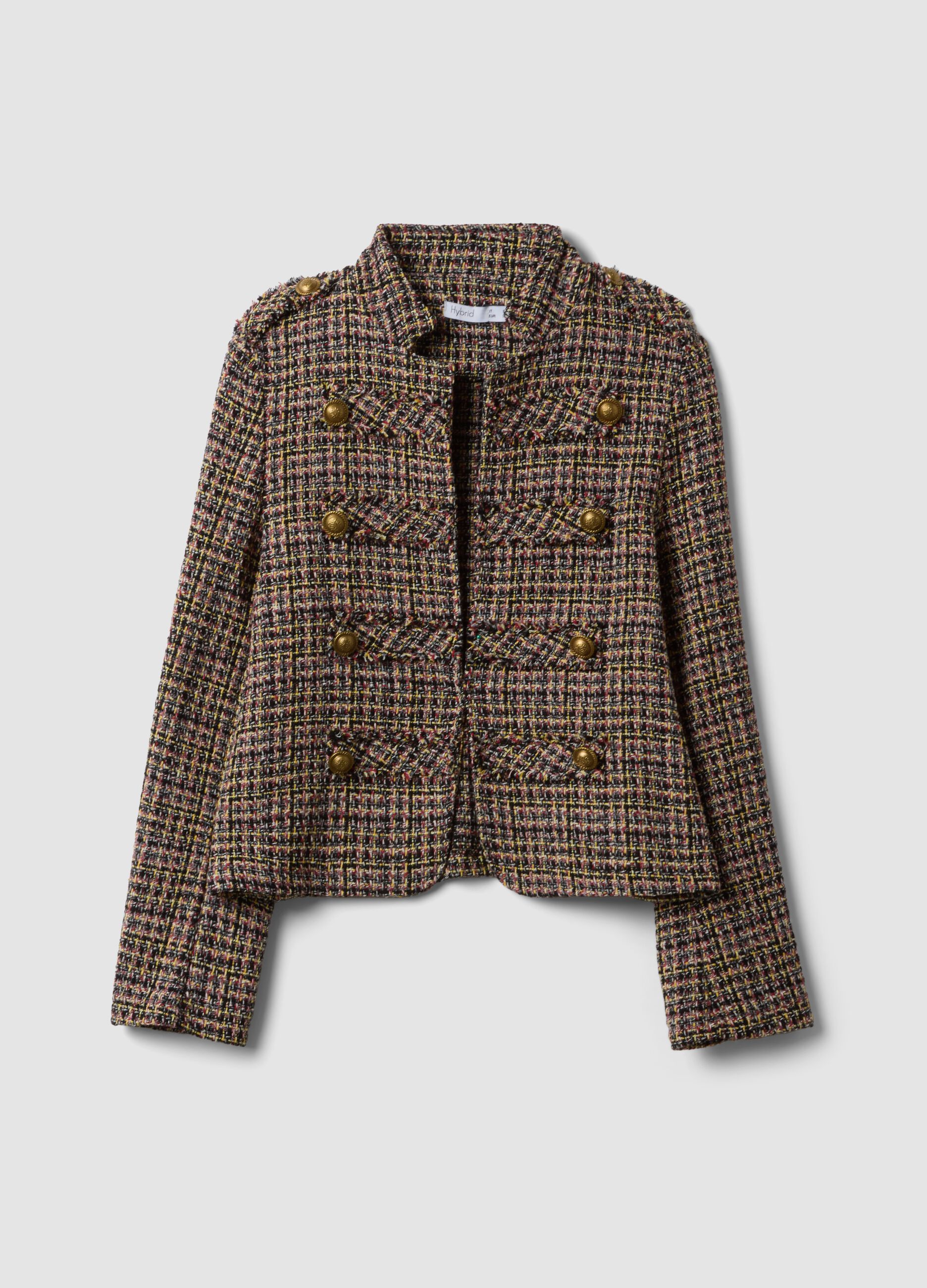 Multicolour cotton-blend jacket with gold buttons, regular fit