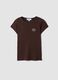 T-shirt marrone in puro cotone a girocollo con scritta_4