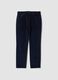 Pantaloni blu in cotone elasticizzato a coste regular fit_0