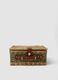 Brown picnic basket with striped lining_2