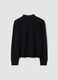 Black long-sleeve top with raised neckline, regular fit_6