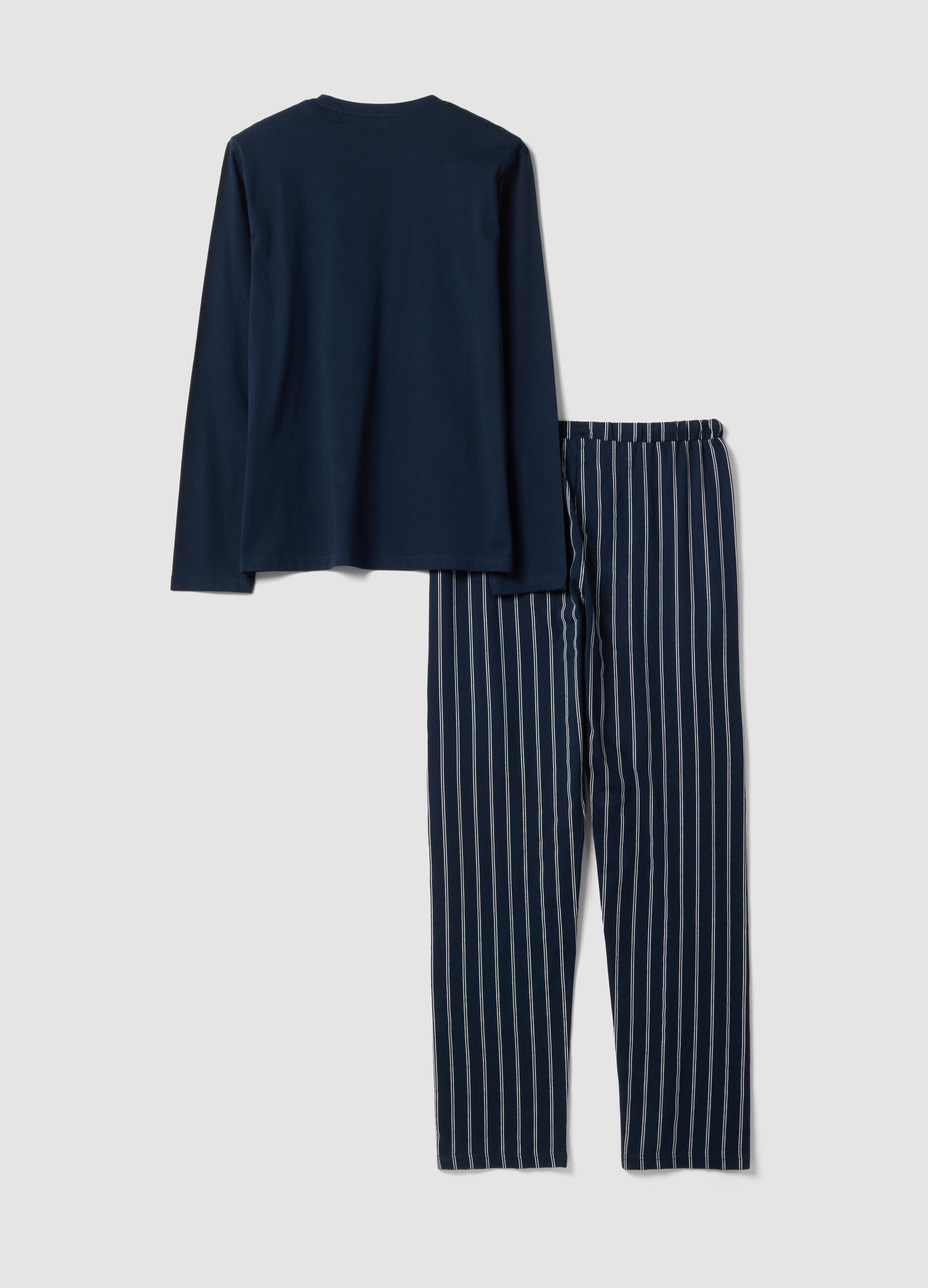 Blue pure organic cotton crew-neck pyjamas