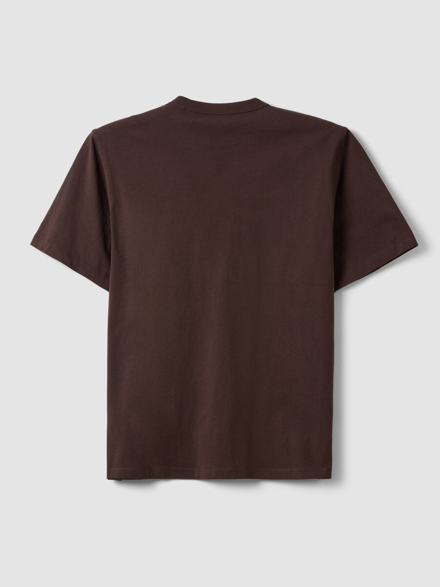 Brown pure cotton crew-neck T-shirt, relaxed fit_6