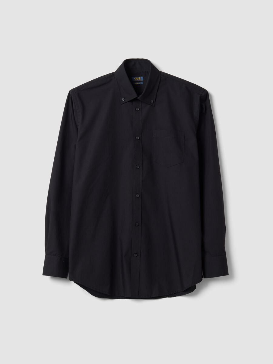 Black slim-fit shirt with classic collar, easy-iron_4