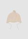 Cappellino beige melange in maglia con pon pon_1