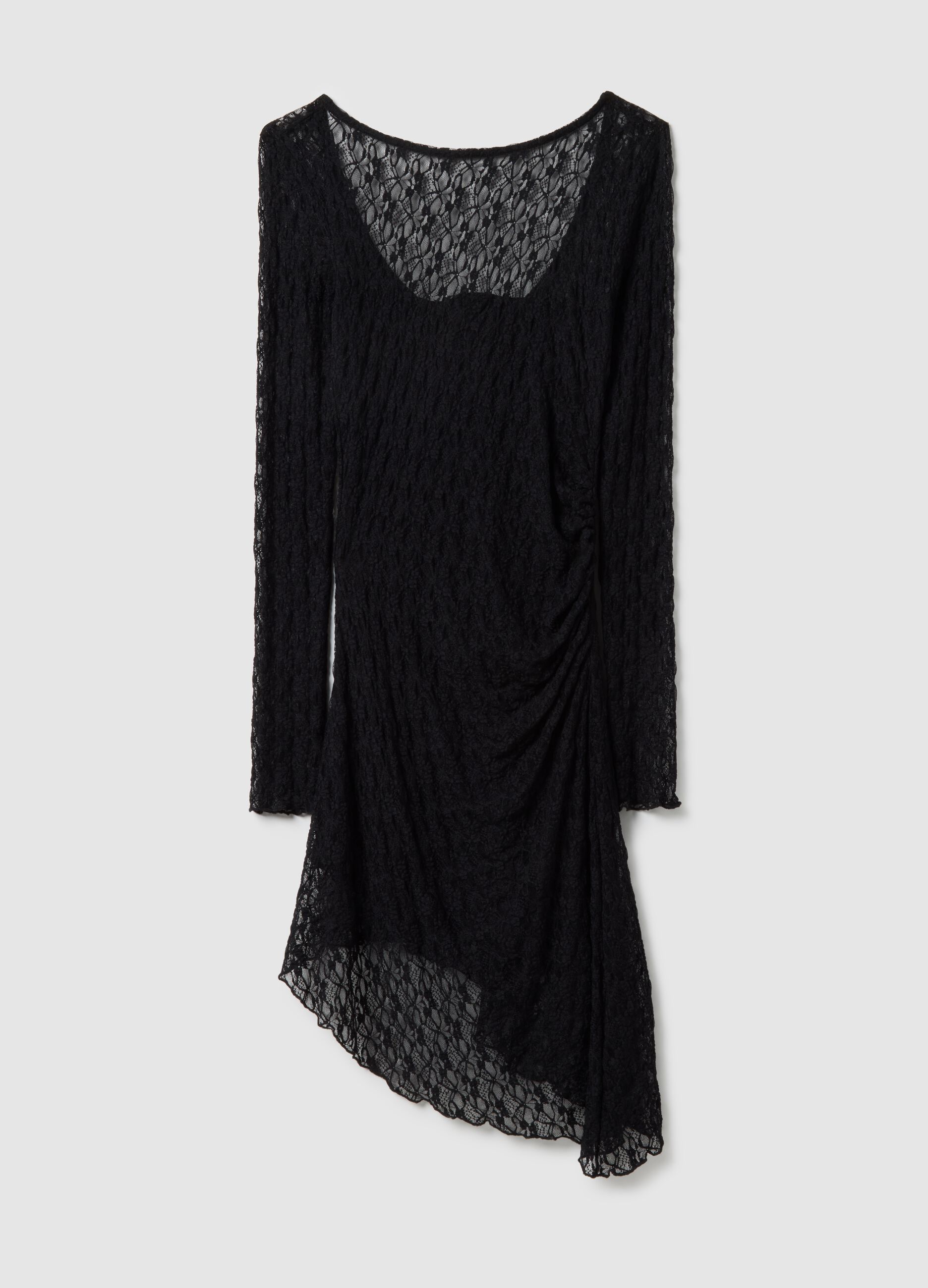 Slim Fit Semi-Transparent Stretch Lace Black Dress