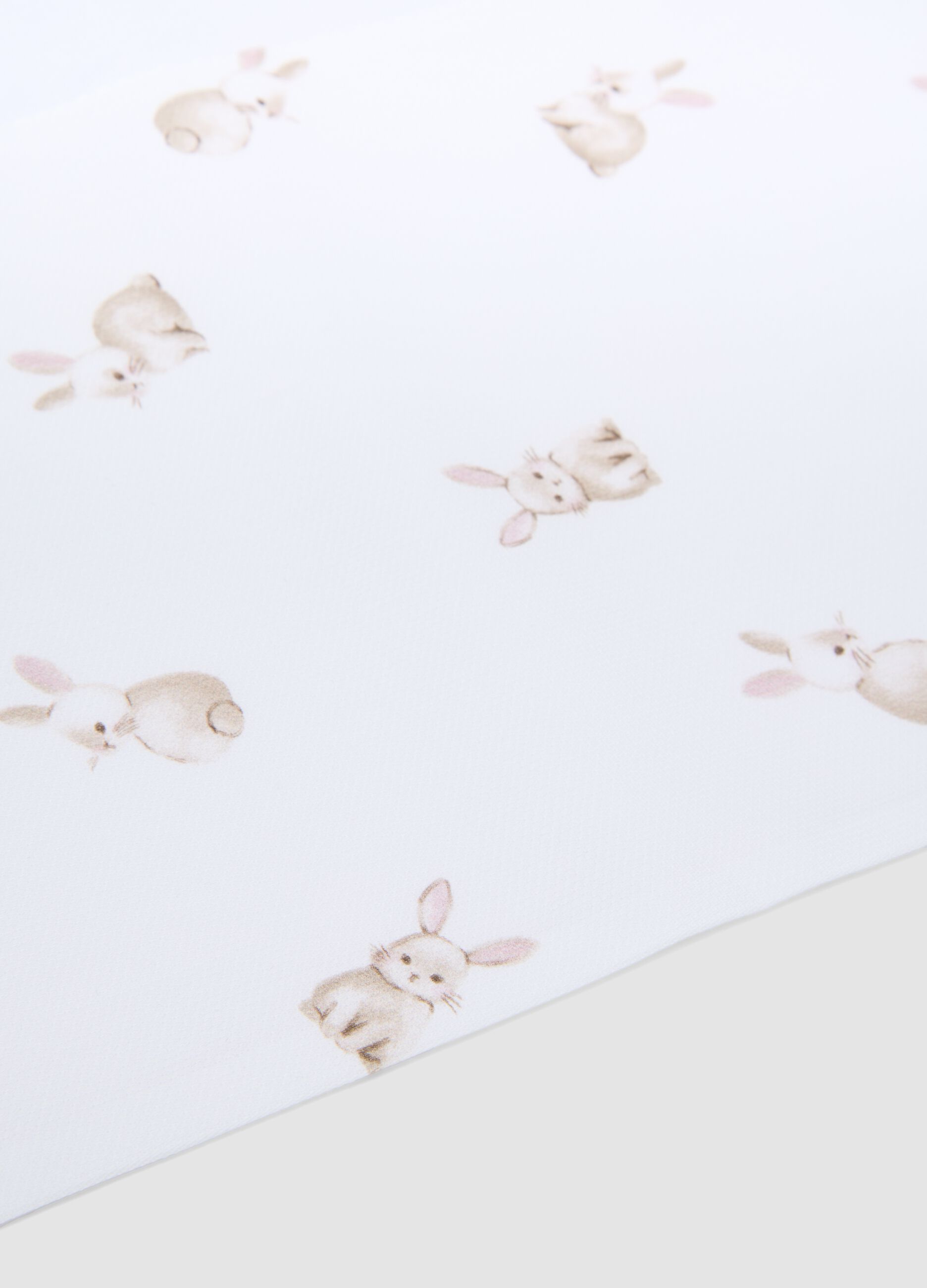 White pure cotton sheet set with bunny print