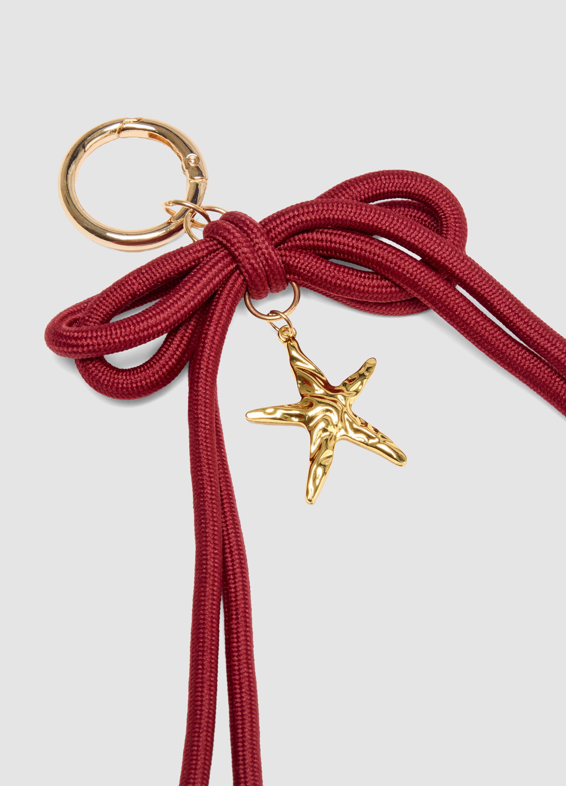 Pink keyring with braided heart and bow