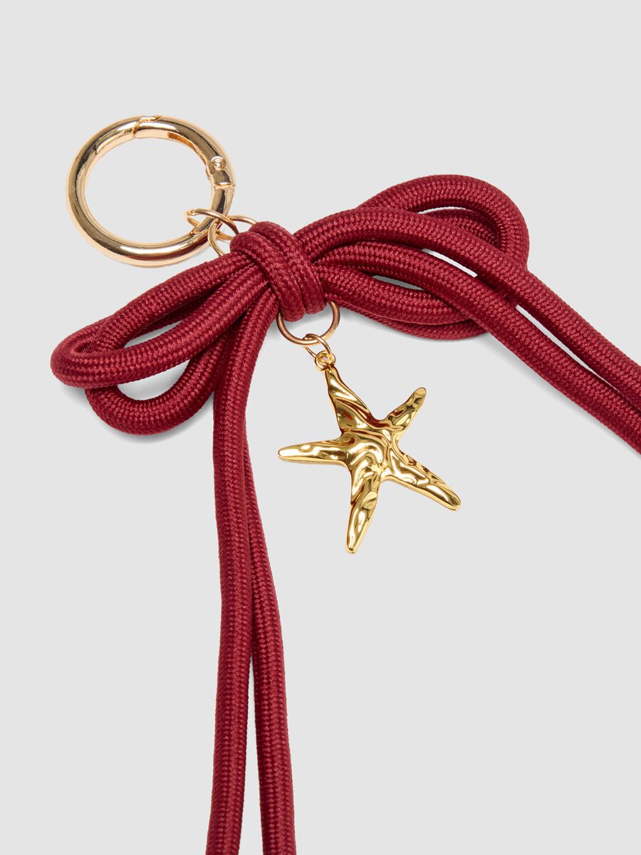 Pink keyring with braided heart and bow_2