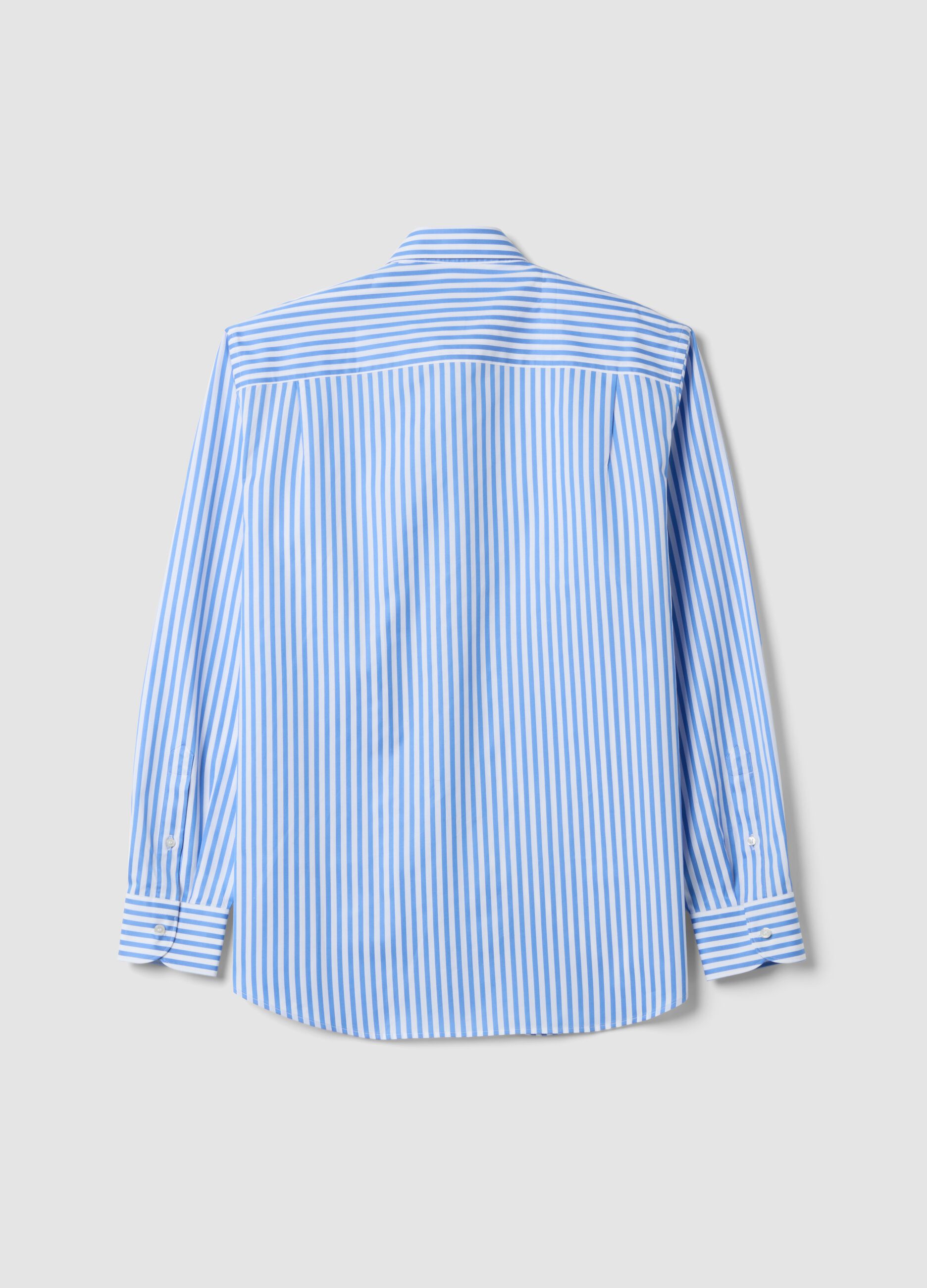 Blue and white striped pure cotton regular-fit shirt