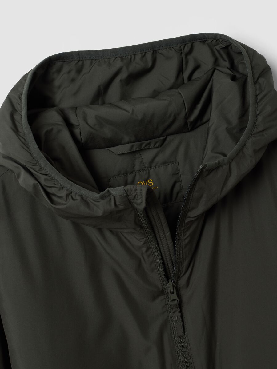 Military green hooded jacket with zip_5