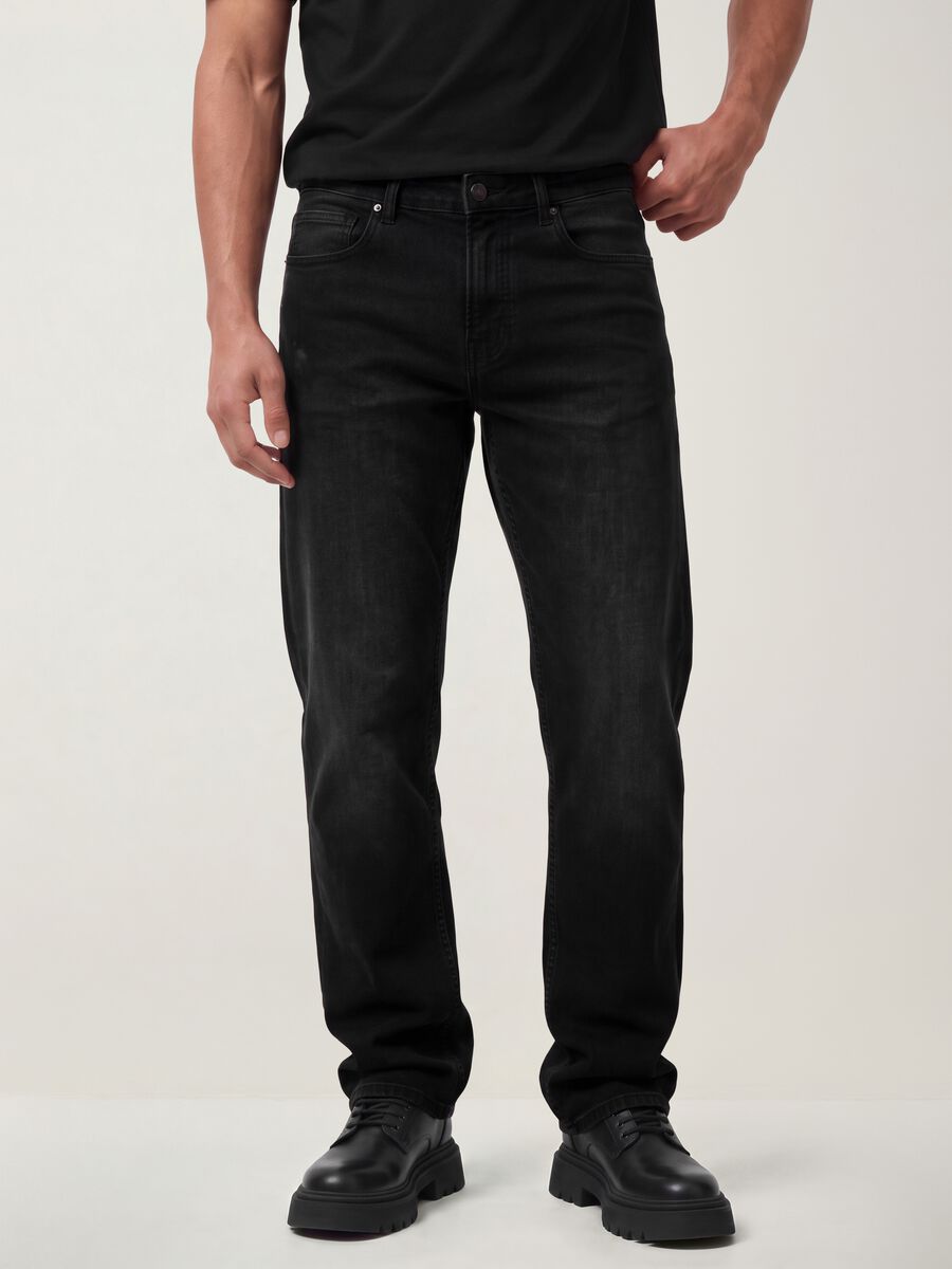 Black stretch cotton comfort-fit jeans_2